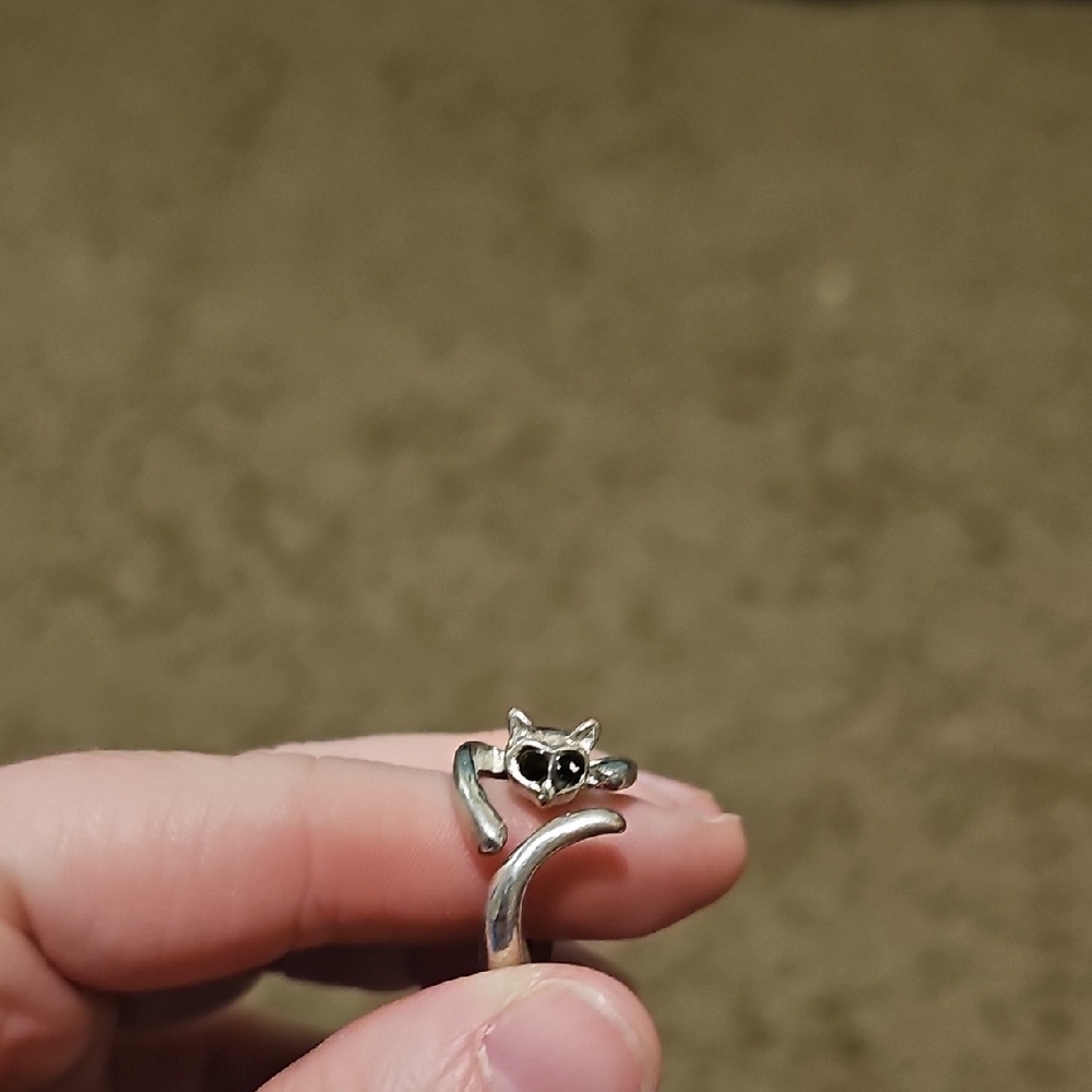 Silver Cat Ring - image 1